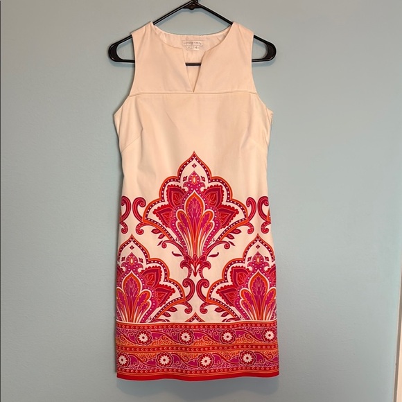 London Times Orange and Red Sheath Dress Halter Midi - Picture 1 of 9